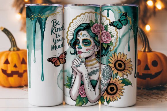 Be Kind Sugar Skull 20oz Tumbler Wrap
