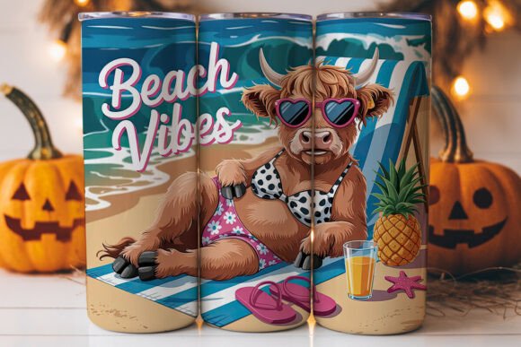 Beach Vibes Highland Cow 20oz Tumbler