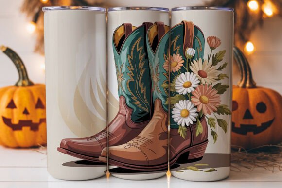 Floral Cowboy Boots 20oz Tumbler Wrap