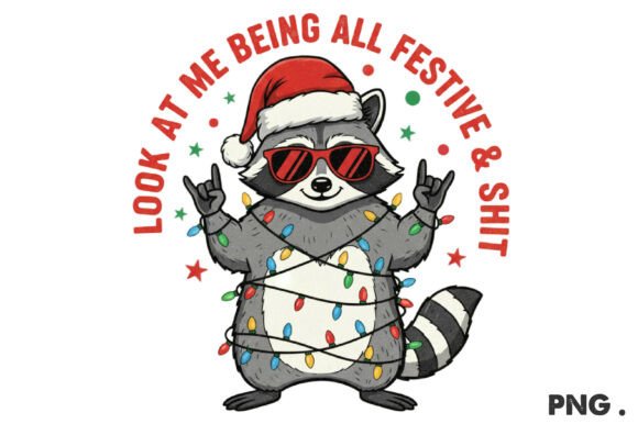 Funny Christmas Raccoon PNG