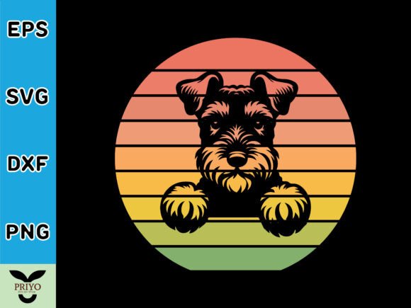 Lakeland Terrier Dog Peeking Sunset