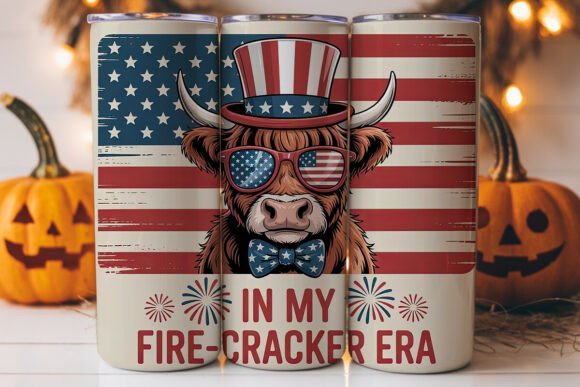 Patriotic Highland Cow 20oz Tumbler Wrap