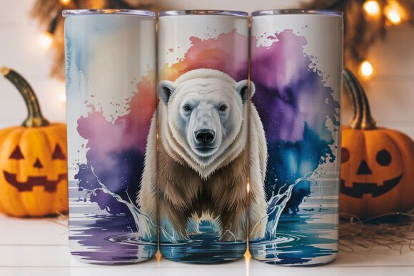 Polar Bear Watercolor 20oz Tumbler Wrap