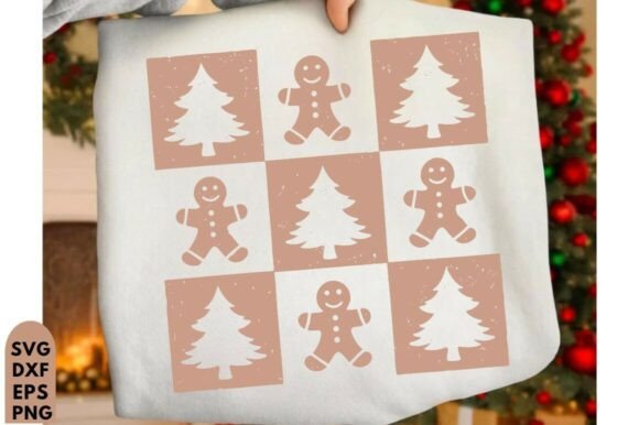 Retro Checkered Gingerbread Man PNG