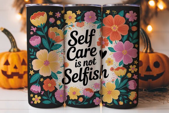 Self Care Floral Tumbler Wrap