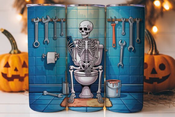 Skeleton Plumber Bathroom Humor Tumbler
