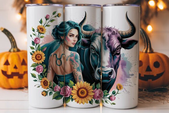 Taurus Woman Floral Tumbler Wrap