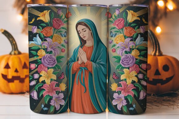 Virgin Mary Floral 20oz Tumbler Wrap